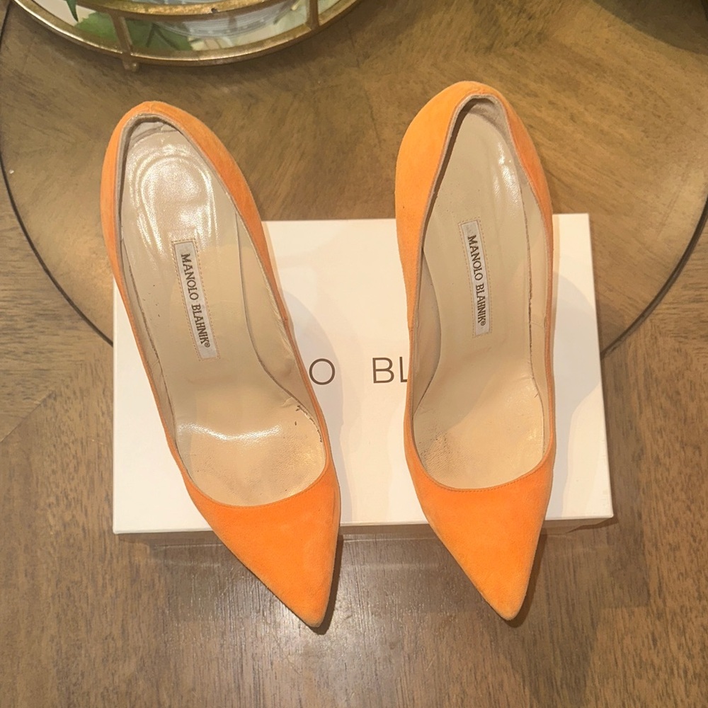 Manolo Blahnik Vibrant Orange Heels
